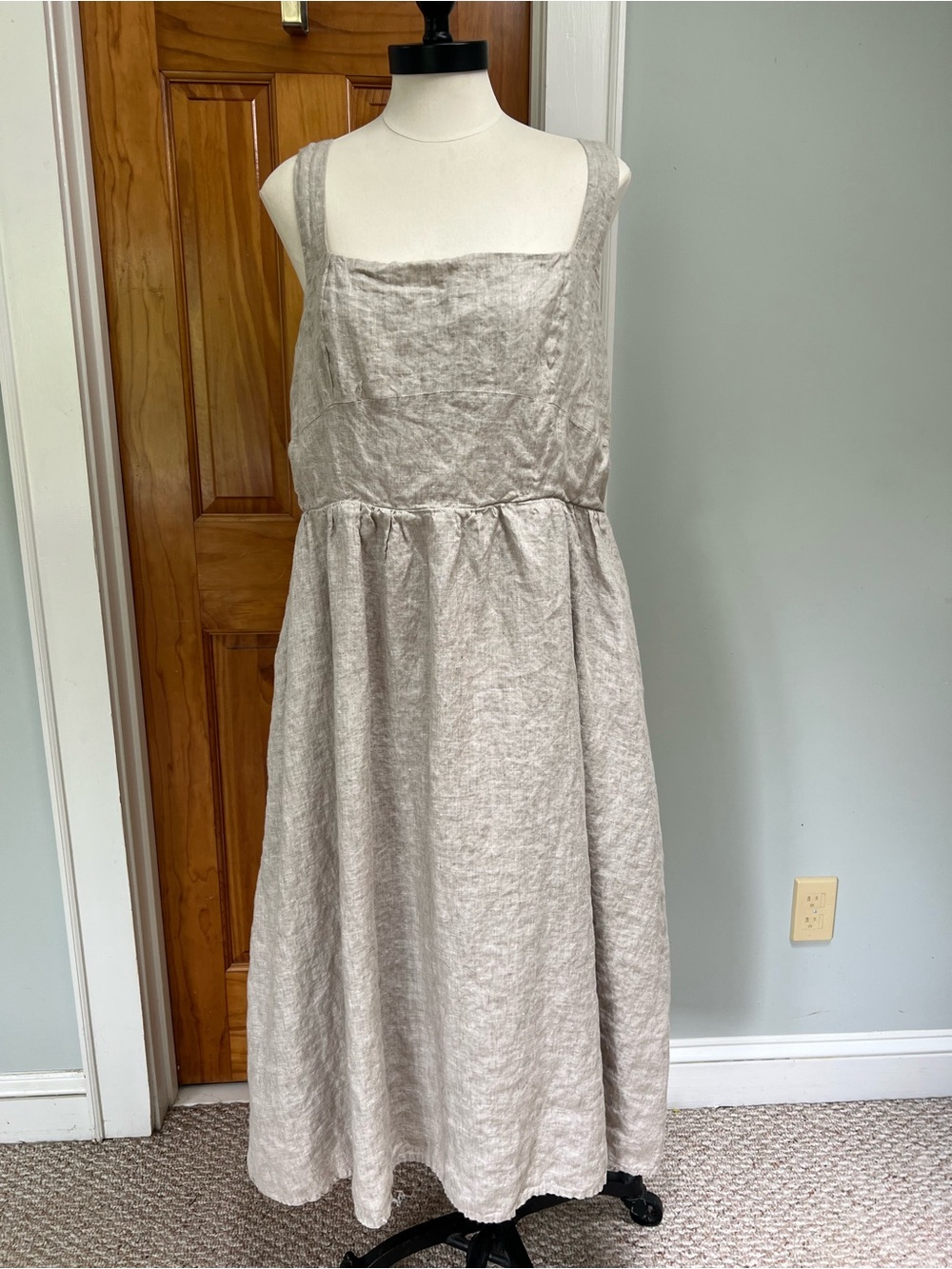 Quince Natural Linen Blend Midi Dress